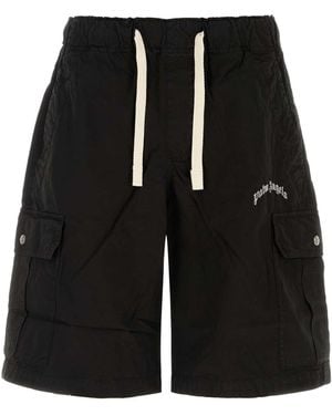 Palm Angels Cotton Bermuda Shorts - Black