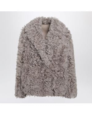 Blancha Short Taupe Fur Jacket - Gray