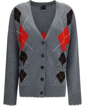 Pinko Bristol Wool Cashmere Diamond Cardigan - Gray