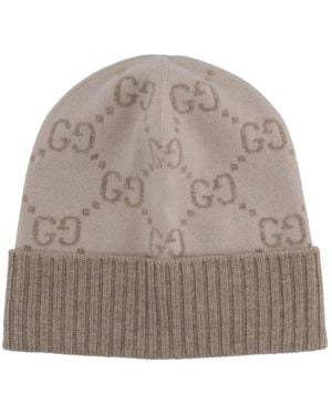 Gucci Knitted Logo Pattern Beanie - Grey