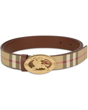 Burberry Belt With Golden Buckle - Brown
