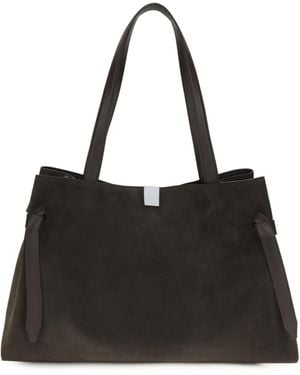 Yuzefi Tote Bag Gyoza Suede Shoulder - Black