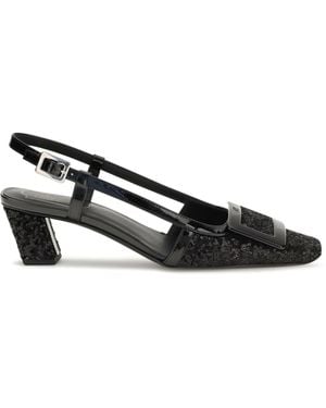 Roger Vivier Belle Vivier Shiny-Effect Slingback Court Shoes - Black