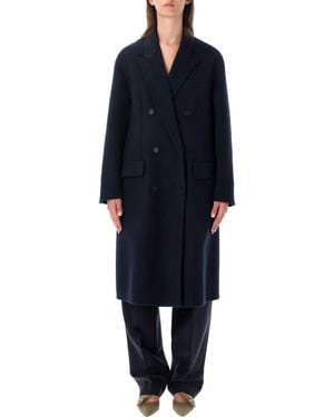 Prada Double-Breasted Wool Cashmere Coat - Blue