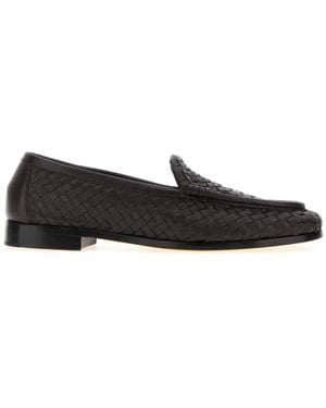Bottega Veneta Dark Leather Silenzio Loafers - Black