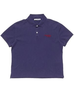 Acne Studios Logo Cotton Polo Shirt - Blue