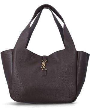 Saint Laurent Leather Le 5 Ã 7 Bea Shopping Bag - Purple