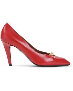 Versace Papavero Vibrated Hot Gol Decollete - Red