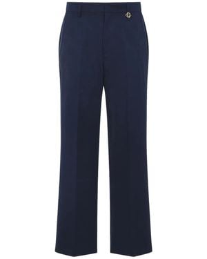 CASABLANCA Monogram-Pattern Charm-Detail Trousers - Blue