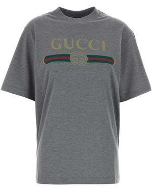 Gucci Cotton And Silk Jersey Printed T-Shirt - Gray