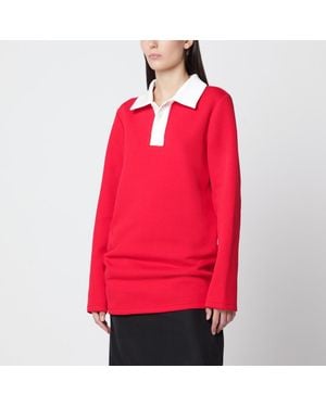 Aliita Oversized Cotton Polo Shirt - Red