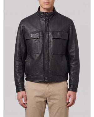 Salvatore Santoro Hammered Leather Bomber Jacket - Grey