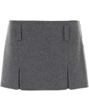 Miu Miu Wool Blend Mini Skirt - Grey