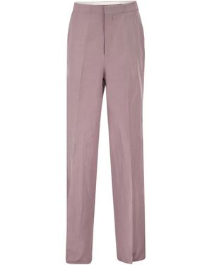 Tagliatore Tailored Linen Pants - Purple