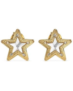 Jimmy Choo Finish Metal Jc Star Stud Earrings With Swarovski Crystals - Metallic