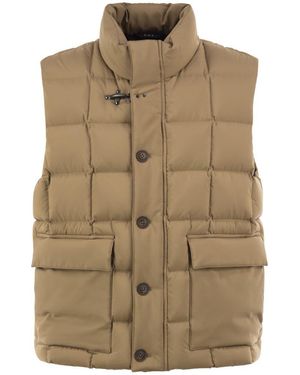Fay Padded Technical Fabric Gilet - Brown