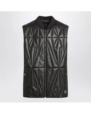 Moncler Faux Leather Zip-Up Vest - Black