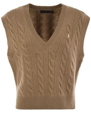 Polo Ralph Lauren Wool And Cashmere Cable-Knit Vest - Brown