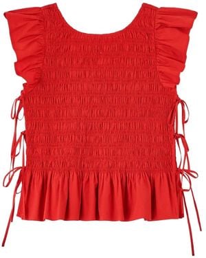 Ganni Organic Cotton Top - Red