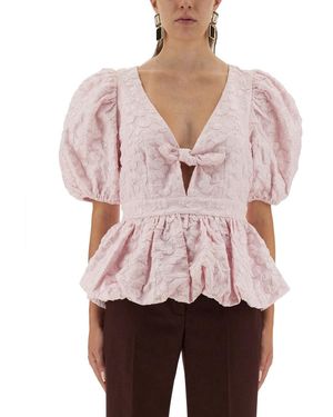ROTATE BIRGER CHRISTENSEN Top With Puff Sleeves - Yellow