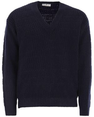 PT Torino Wool Jumper With V-Neck - Blue