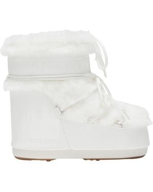 Moon Boot Kids Icon Low Faux Fur Boot - White