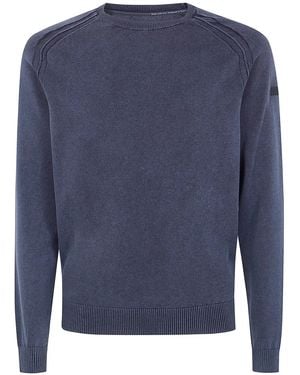 Rrd "Techno" Wash Round Neck 14 Knit Sweater - Blue