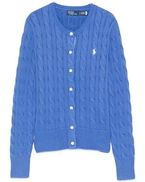 Polo Ralph Lauren Cable Knit Cotton Crew Neck Cardigan - Blue