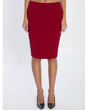 Saint Laurent Satin Pencil Skirt - Red