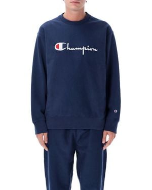 Champion Crewneck Sweatshirt With Logo - Blue