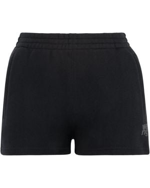 T By Alexander Wang Shorts With Embossed Logo - Black