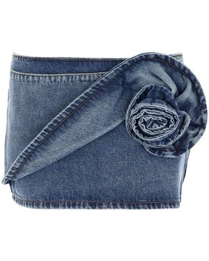 Magda Butrym Twisted Floral Denim Mini Skirt - Blue