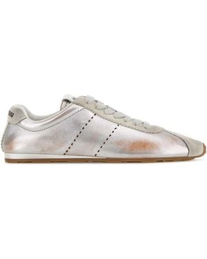Miu Miu Leather Plume Trainers - White