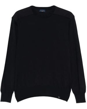 Paul & Shark Paul & Shark Crewneck Wool Jumper With Inserts - Black