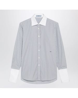 Prada Skyblue Striped Cotton Shirt