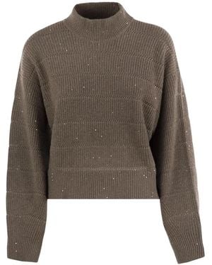 Brunello Cucinelli Cashmere And Wool Turtleneck Jumper - Brown