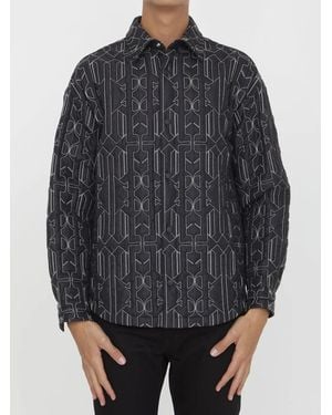 Palm Angels All Monogram Jacket - Gray