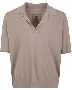 Uma Wang Short "Rib Crepe" Polo - Brown