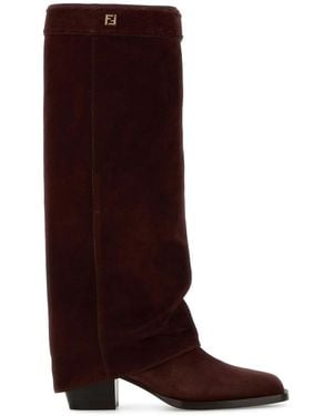 Fendi Suede Minerva Boots - Brown