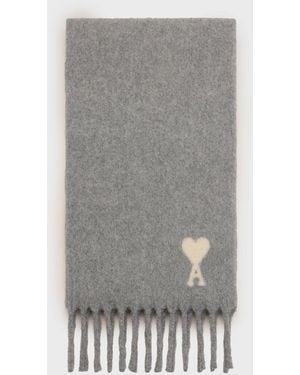 Ami Paris Alpaca Ami De Coeur Scarf - Grey