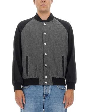 Balmain Bomber Jacket With Logo - Gray