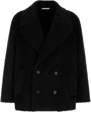 Valentino Garavani Mohair And Wool Coat - Black