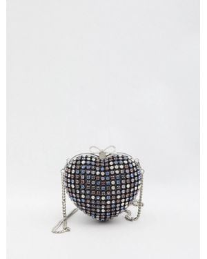 Self-Portrait Self Portrait Multi Crystal Heart Clutch Bag - White
