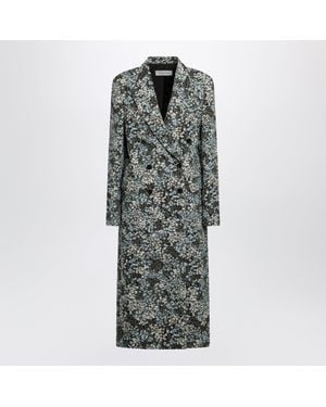 Dries Van Noten Double-Breasted Coat With Floral Jacquard Pattern - Grey