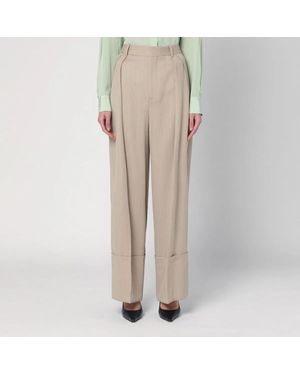 Victoria Beckham Wide Mandarin Color Pants - Natural