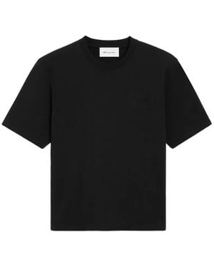 Ami Paris Cotton T-Shirt With Embossed Ami De Coeur - Black