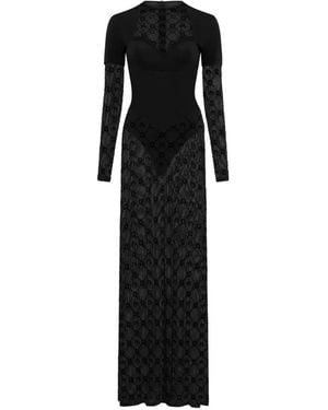 Marine Serre Layered Long Dress - Black