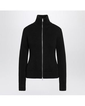 Maison Margiela Wool Zip-Up Cardigan - Black