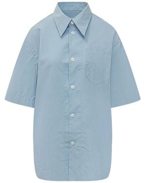 Ami Paris M Shirt With Embroidered Heart - Blue