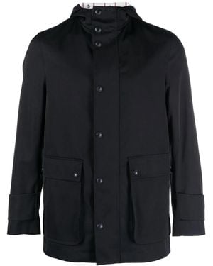 Thom Browne Simplified Snap Front Rain Parka - Black